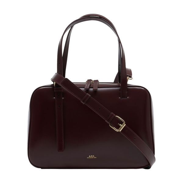 A.P.C. Calfskin top handle bag in burgundy