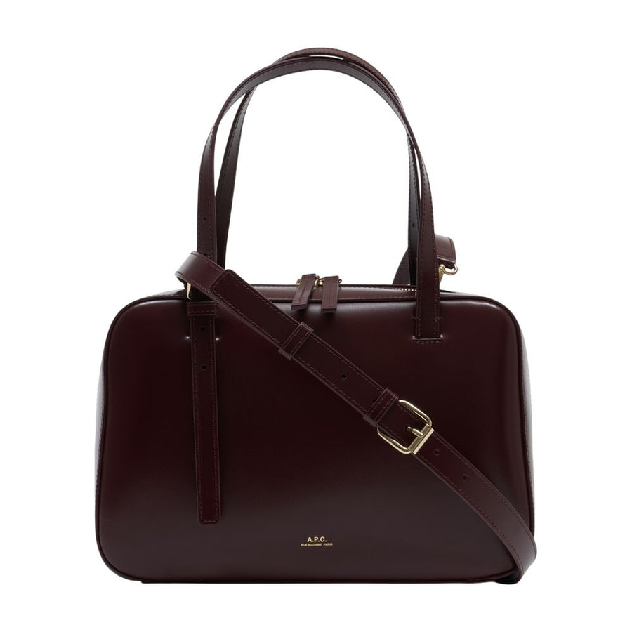 A.P.C. Calfskin top handle bag in burgundy