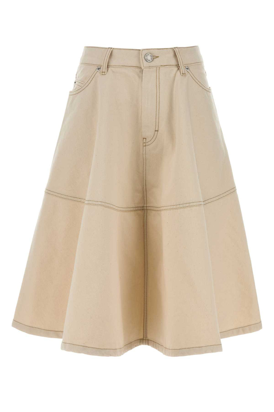 Melange Ivory Denim Skirt Ecru Exterior: Cotton Gonne