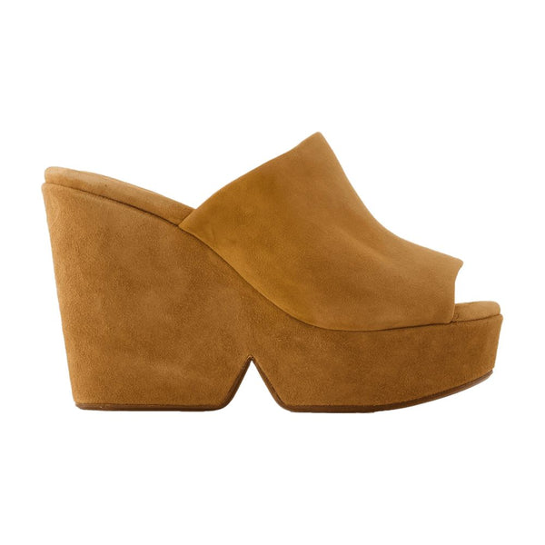 Clergerie Leather platform heel in brown