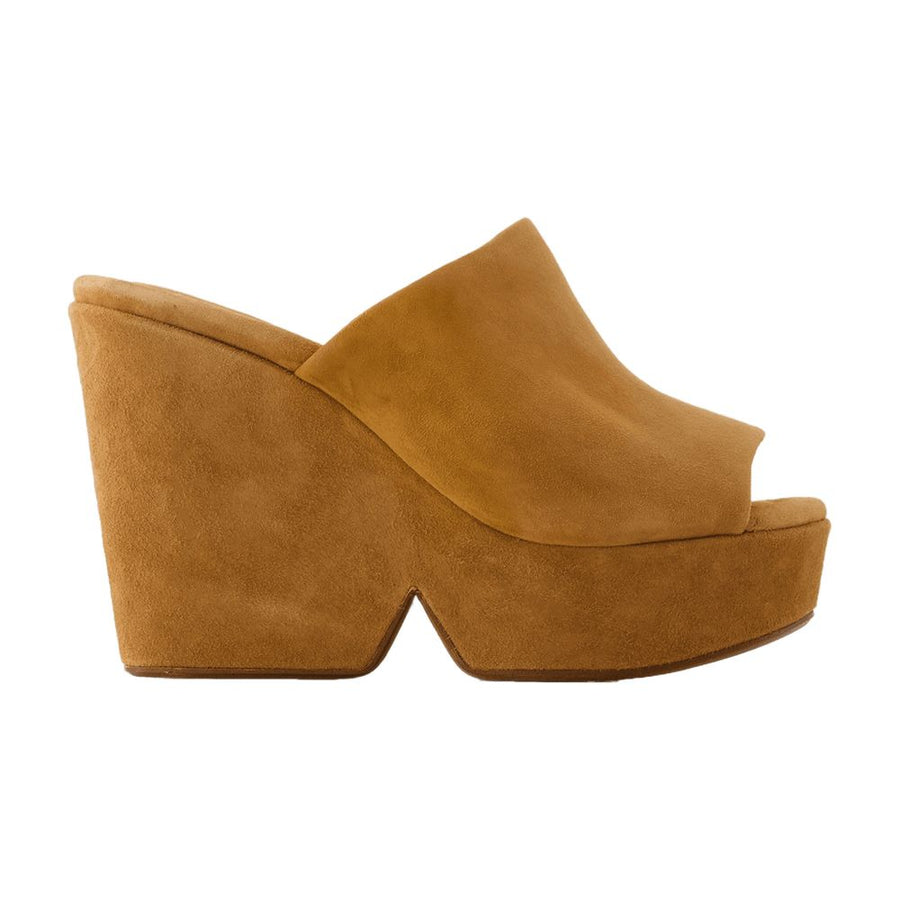 Clergerie Leather platform heel in brown
