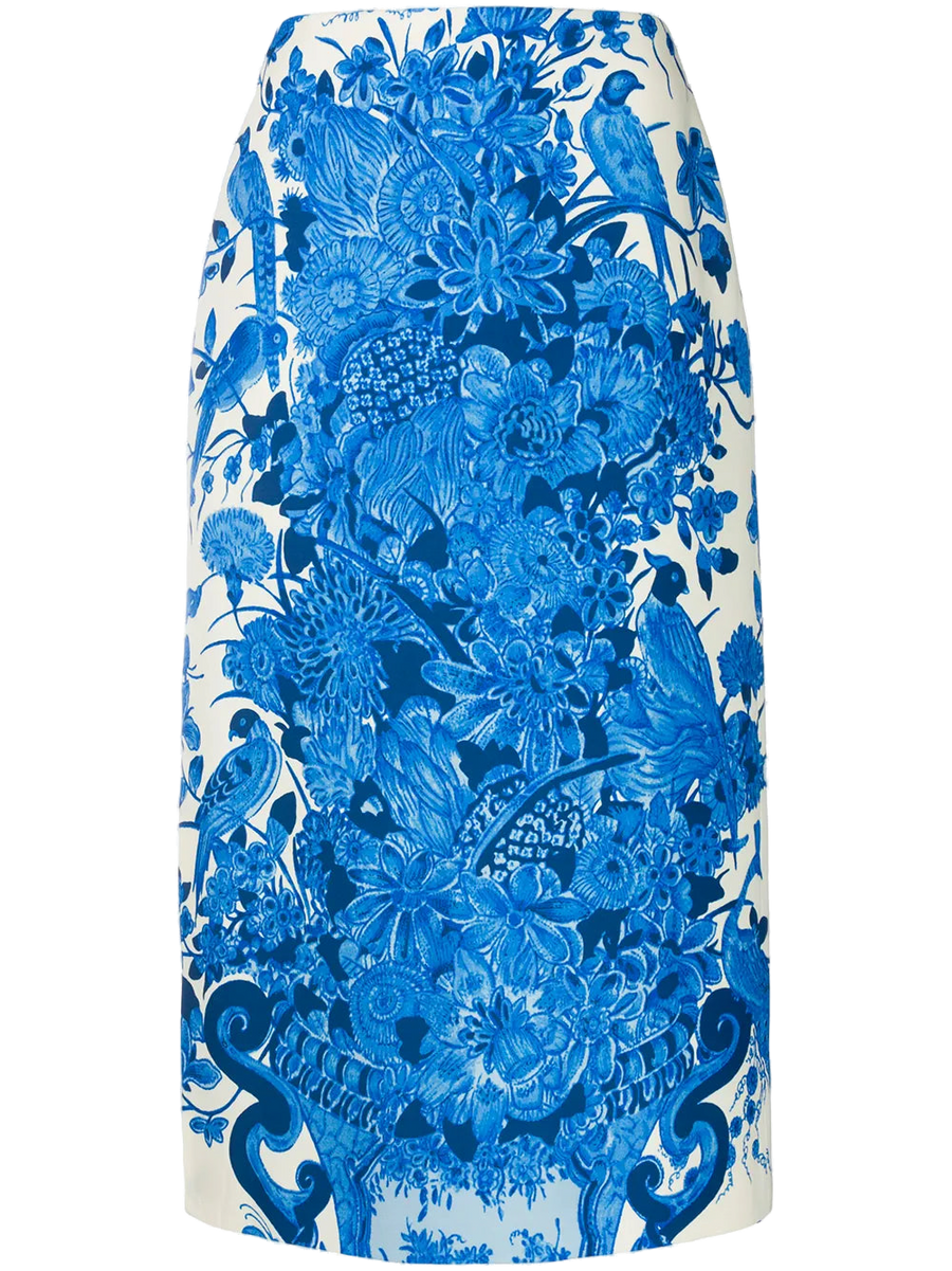 Valentino Virgin wool-silk blend skirt in blue