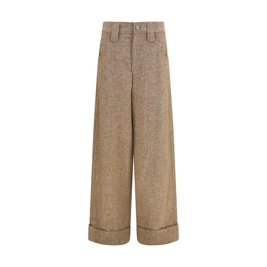 Brunello Cucinelli 70% Merino Wool Ovis Aries trousers in beige