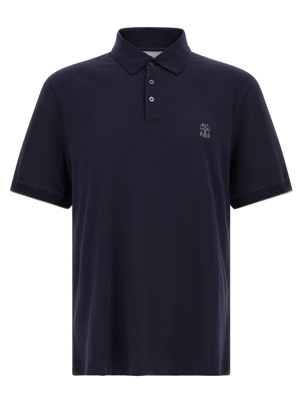 Brunello Cucinelli 100% cotton polo shirt in navy