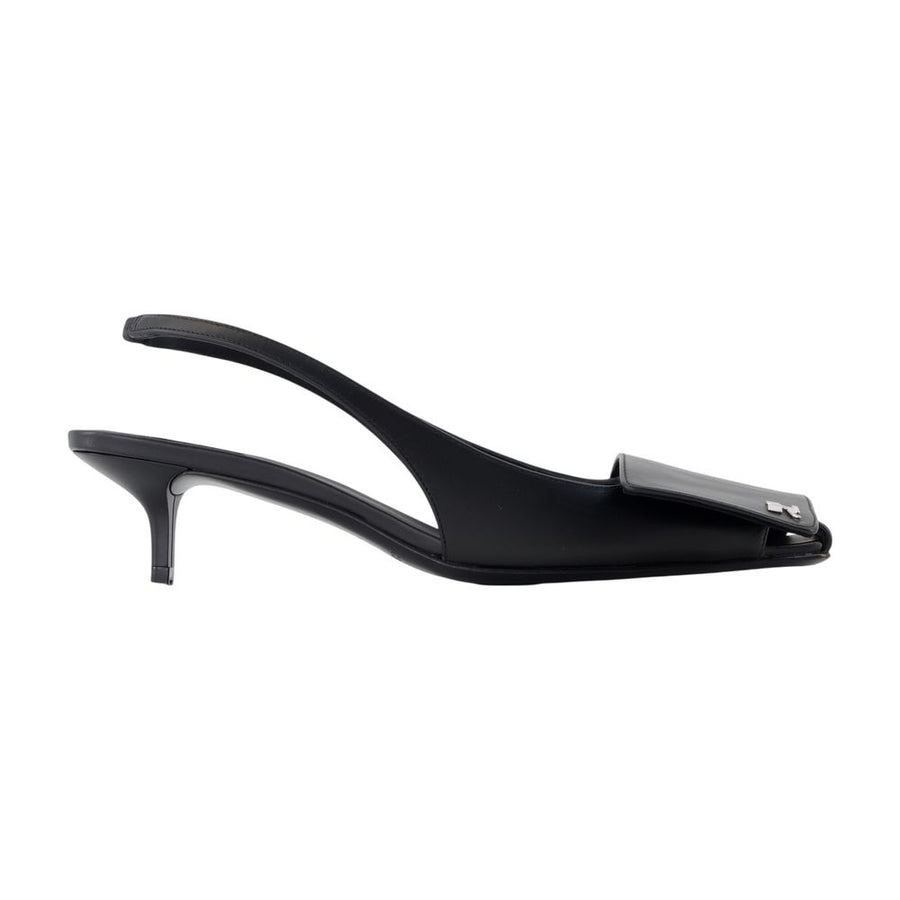 Courreges Calfskin slingback pump in black