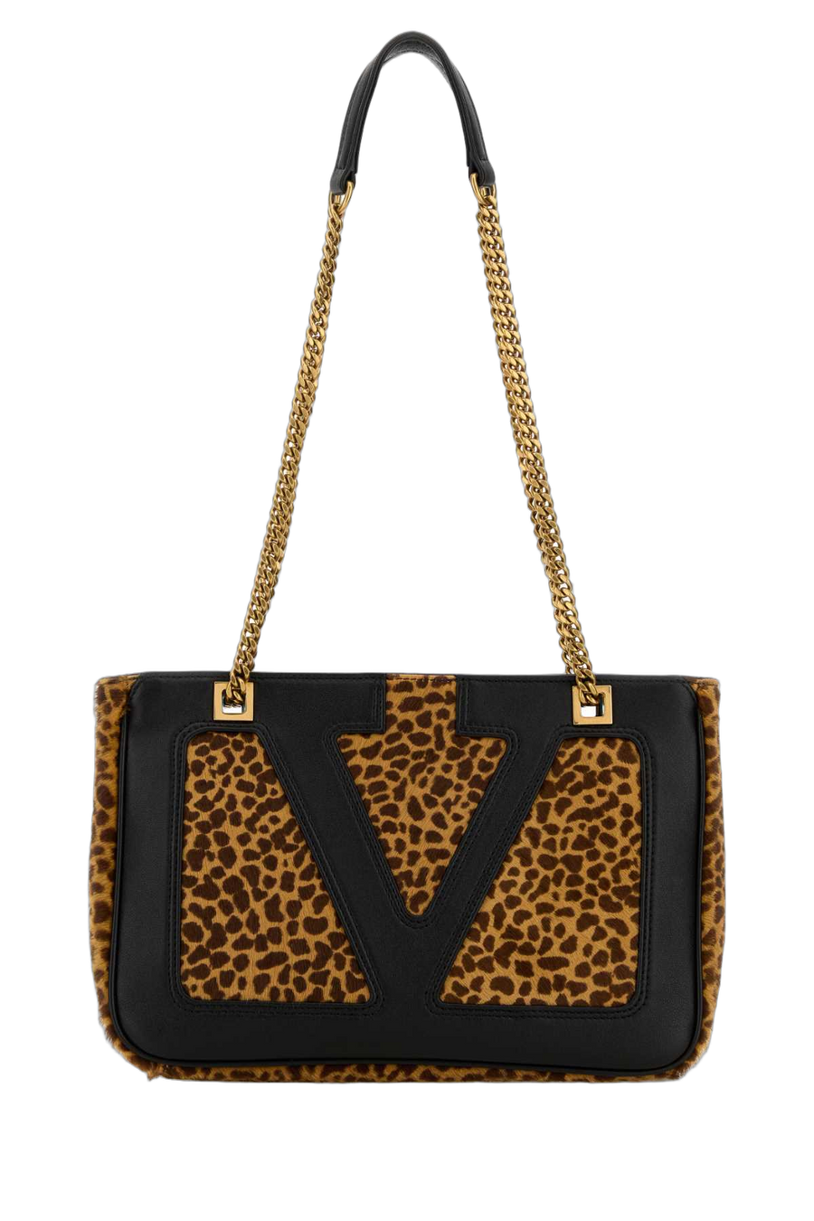 Valentino Garavani Exterior: 100% Calf hair; Lining: 100% Leather; Finishing: Antiqued golden metal shoulder bag in brown