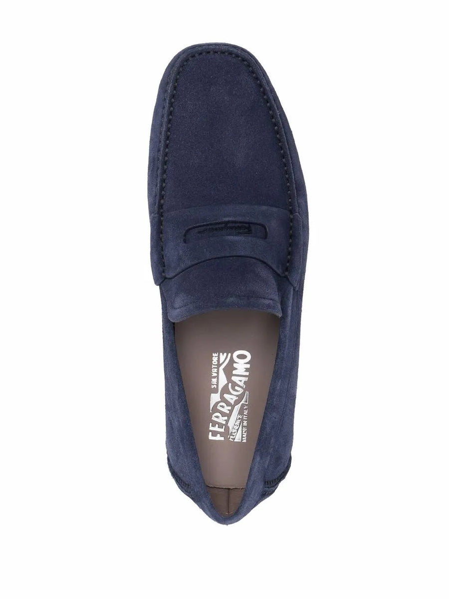 Ferragamo Calf suede loafer in navy