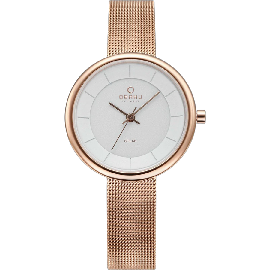 Obaku Stainless steel case watch in rose gold