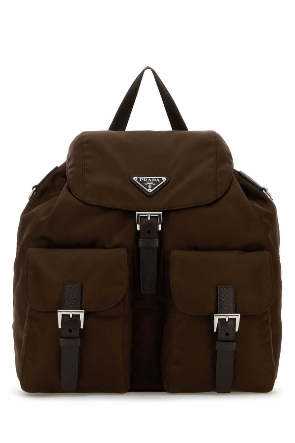 Prada 100% recycled polyamide backpack in brown