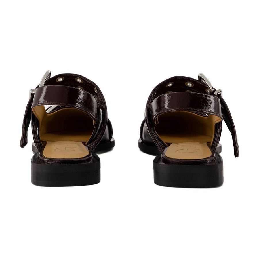Ganni Calfskin ballerina in burgundy