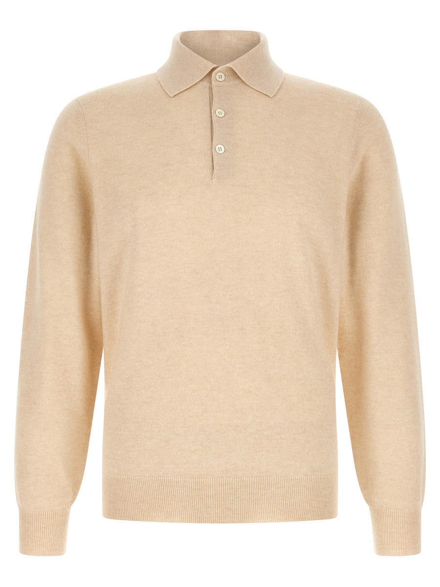 Brunello Cucinelli Pure cashmere polo shirt in beige