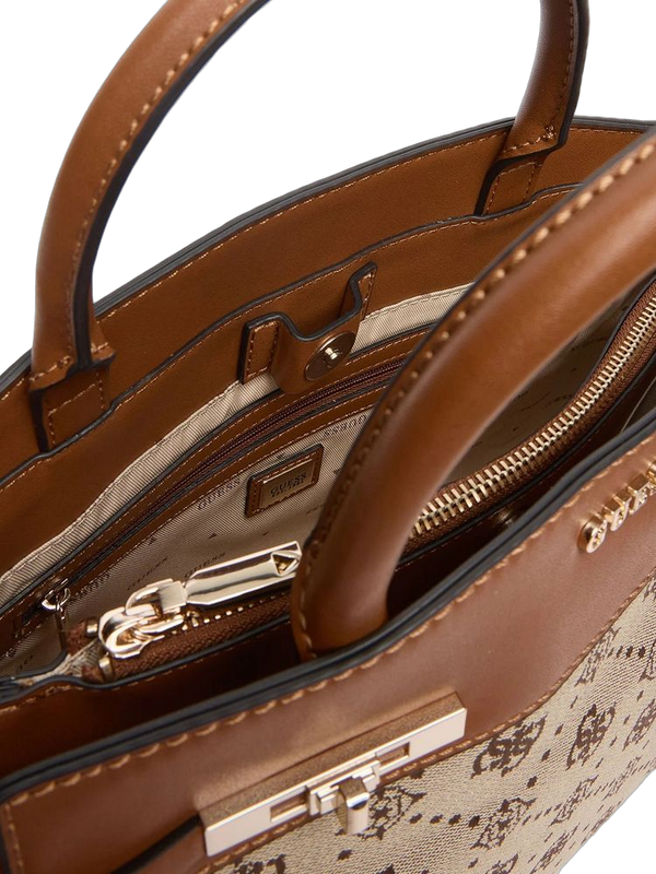 Guess 100% Polyester with leather trims satchel bag in latte