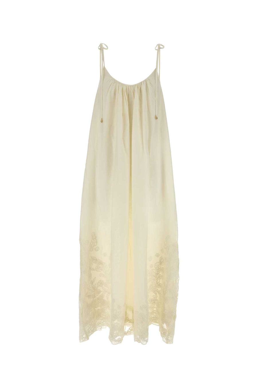 Ivory Cotton Blend Magda Dress Offwhite Exterior: Silk Abiti