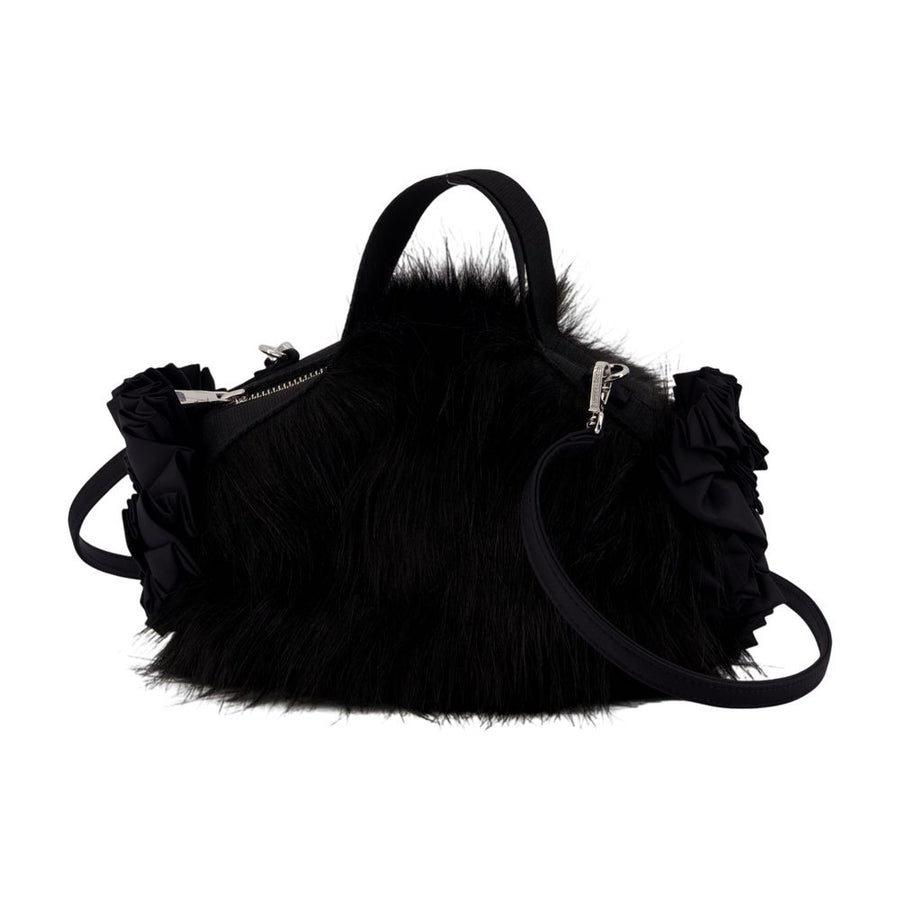 Mini Double Ribbon Purse - Simone Rocha Faux Fur Black Faux_fur Bags / Handbags-purses