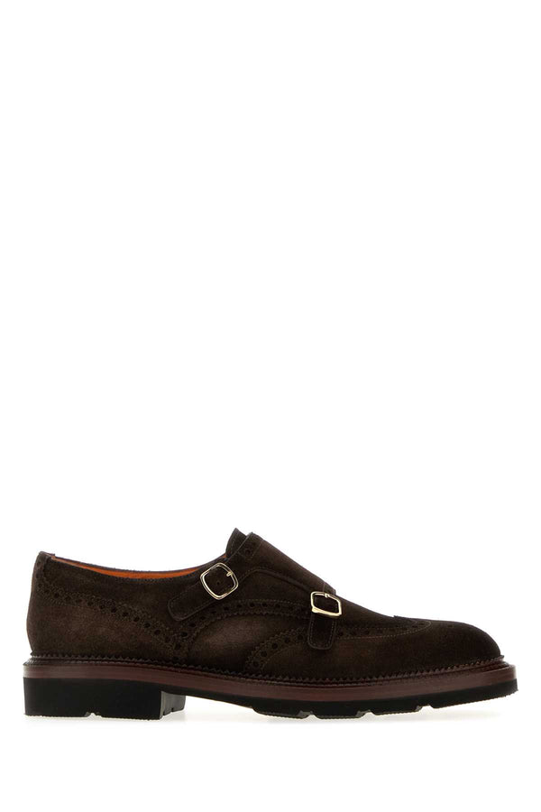 Santoni Fibia Exterior: 100% Suede; Interior: 100% Leather; Sole: Rubber monk strap in brown