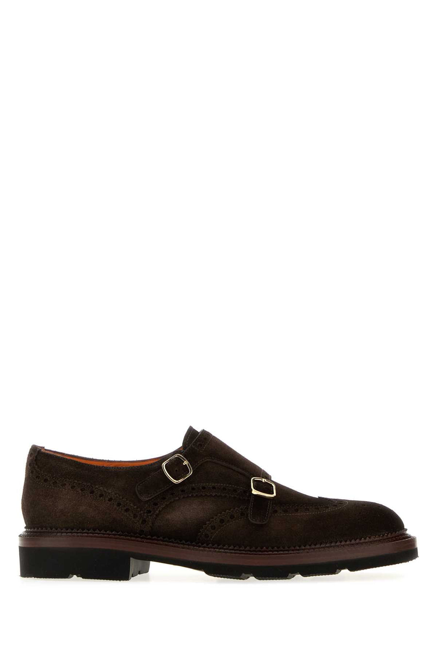 Santoni Fibia Exterior: 100% Suede monk-strap shoe in brown