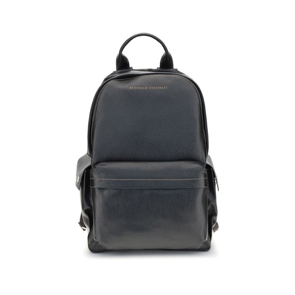 Brunello Cucinelli 100% Calf Leather Bos Taurus backpack in black