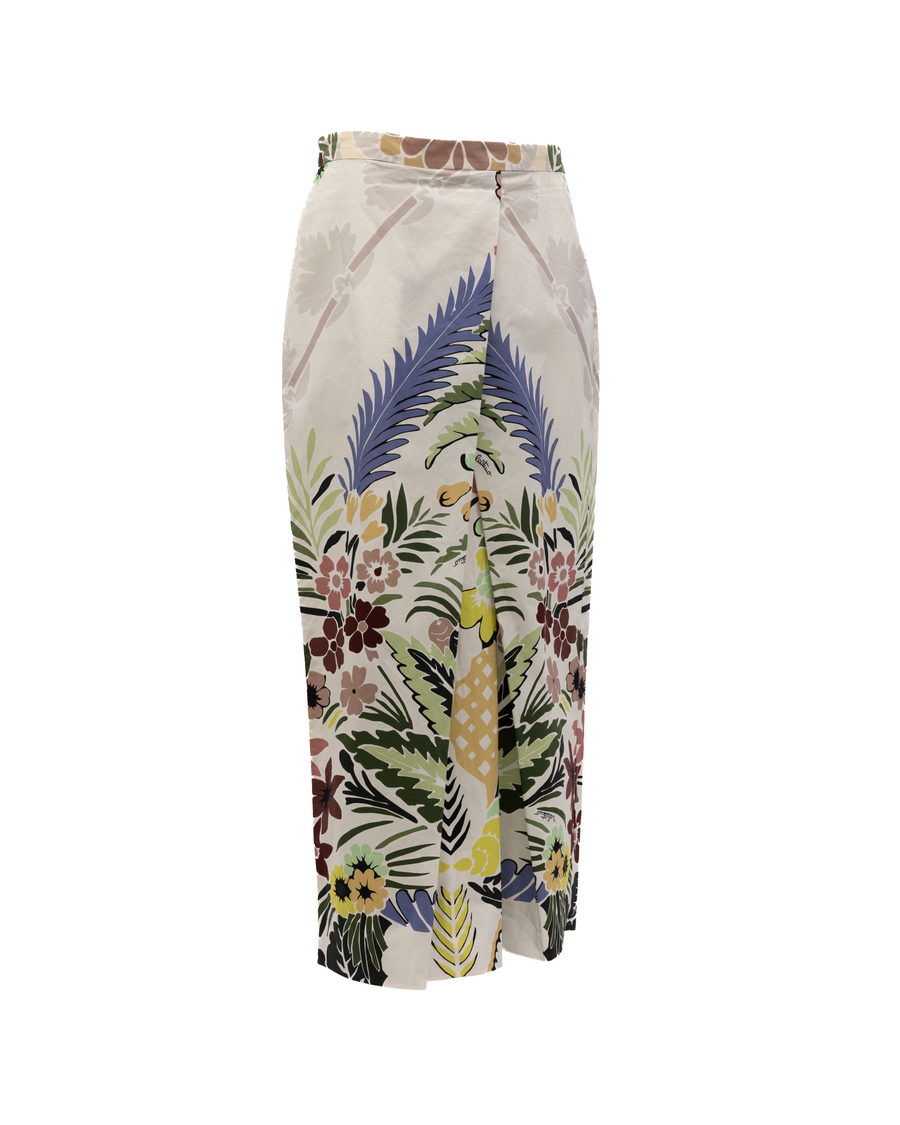 Women Skirt With Floral Details Beige Pattern