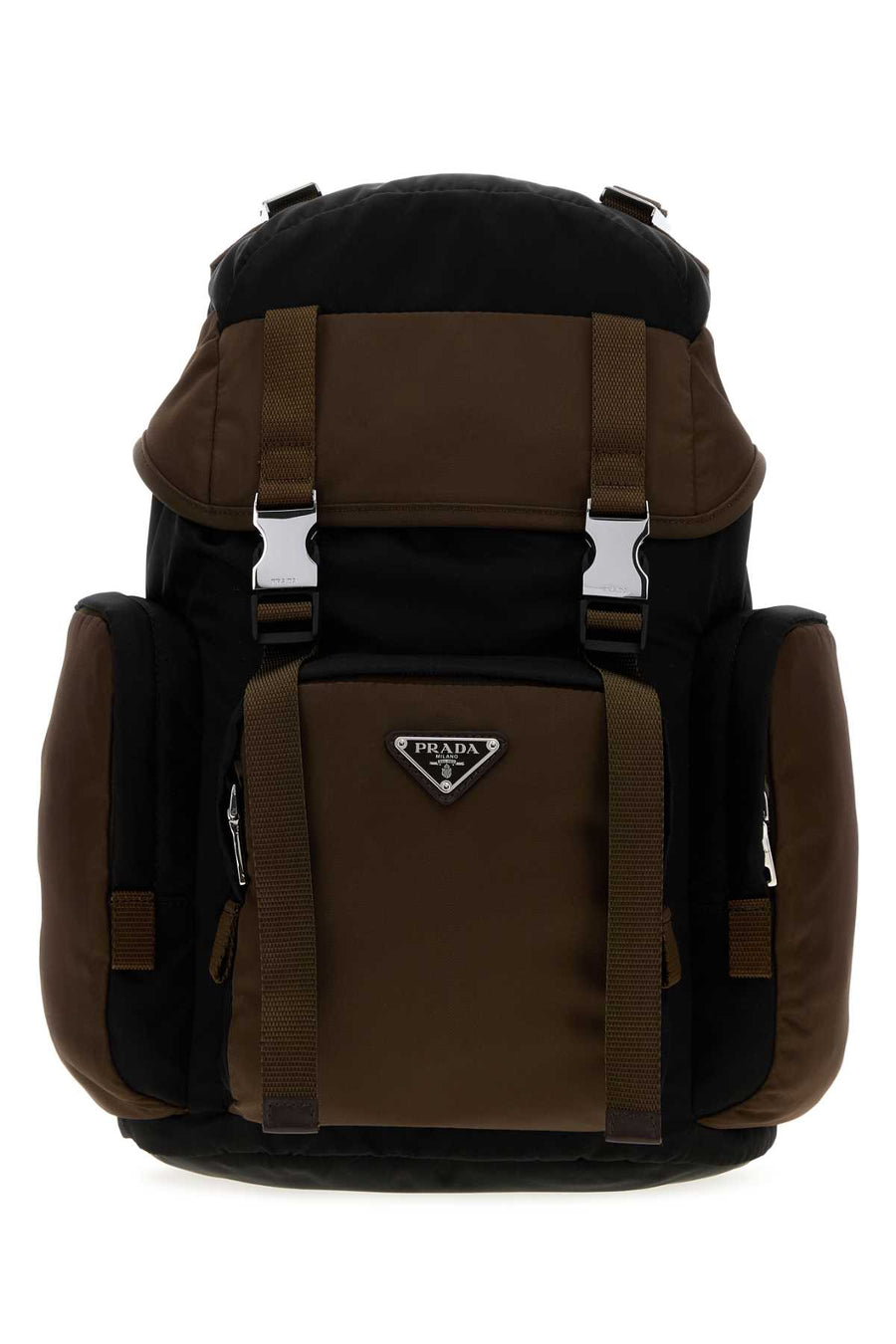 Prada Exterior: 100% Fabric; Lining: 100% Fabric; Finishing: Silver metal backpack in brown