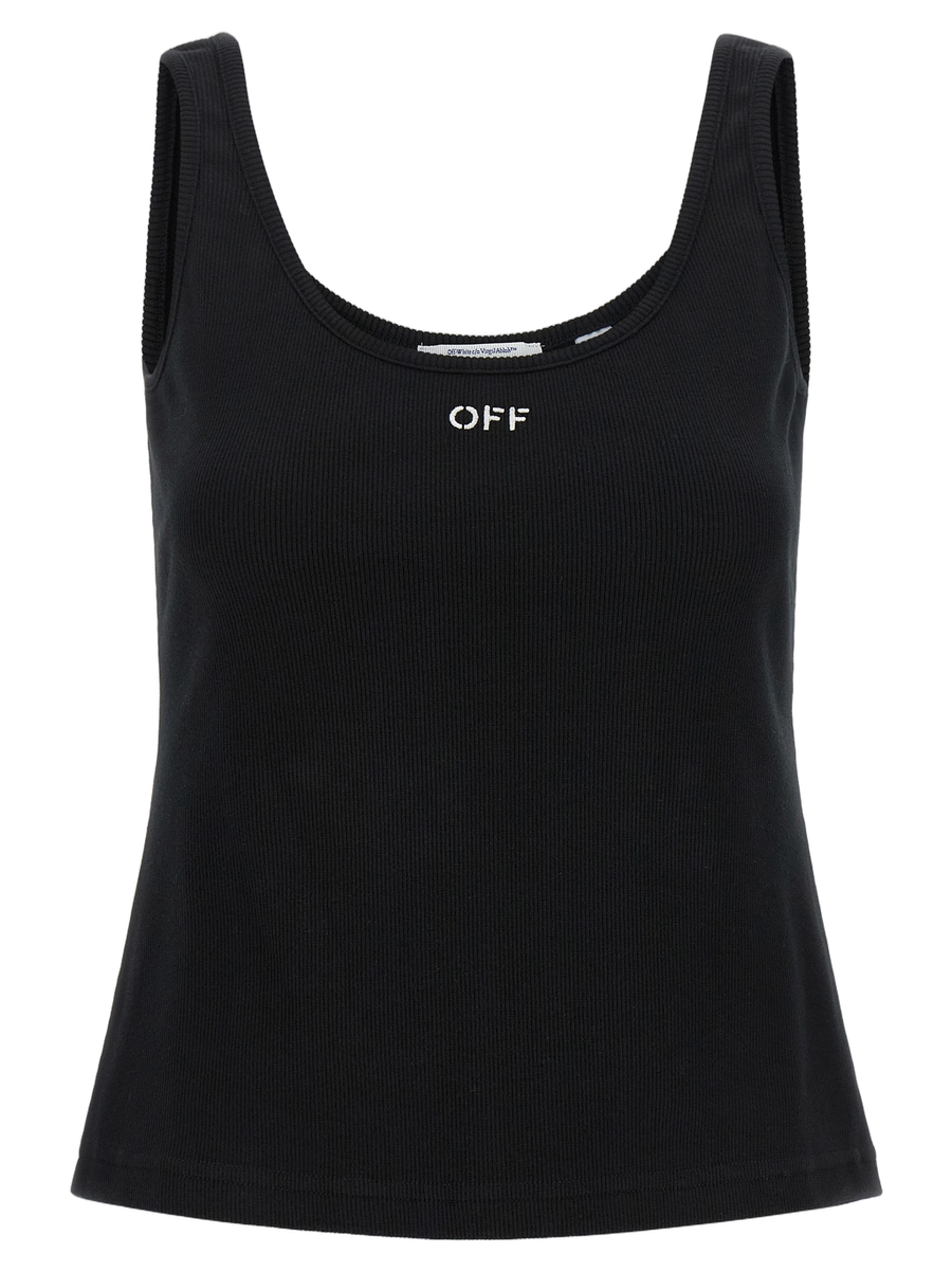 Off-White 97% cotton tank top in black