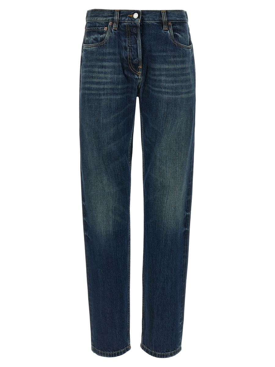 Blue Cotton Straight-Leg Jeans Clothing