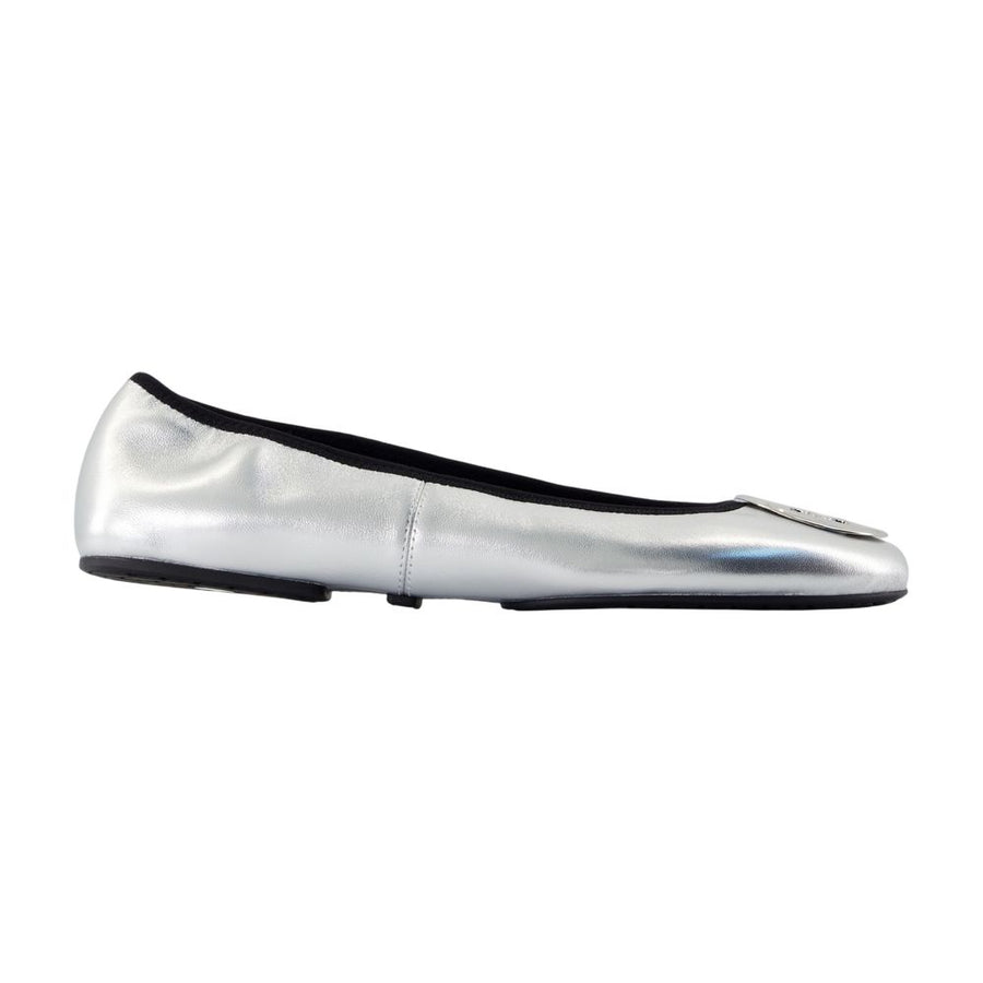 Tory Burch Lambskin ballet flat in silver