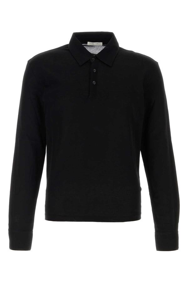 Black Knit Reyes Polo Shirt Exterior: Wool Silk T-shirt