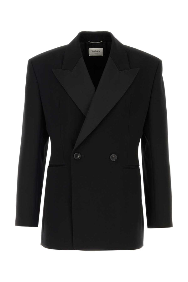 Veste Croisee Grain De Poudre Noir Giacche E Gilet