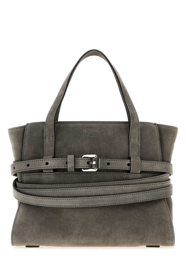 Grey Suede Moschino Tie Me Handbag Grigio Scuro Borse A Mano