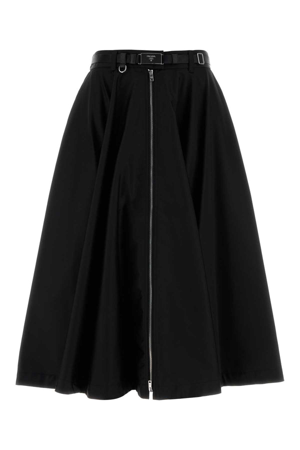 Black Re-Nylon Skirt Nero Exterior: Recycled Nylon Gonne