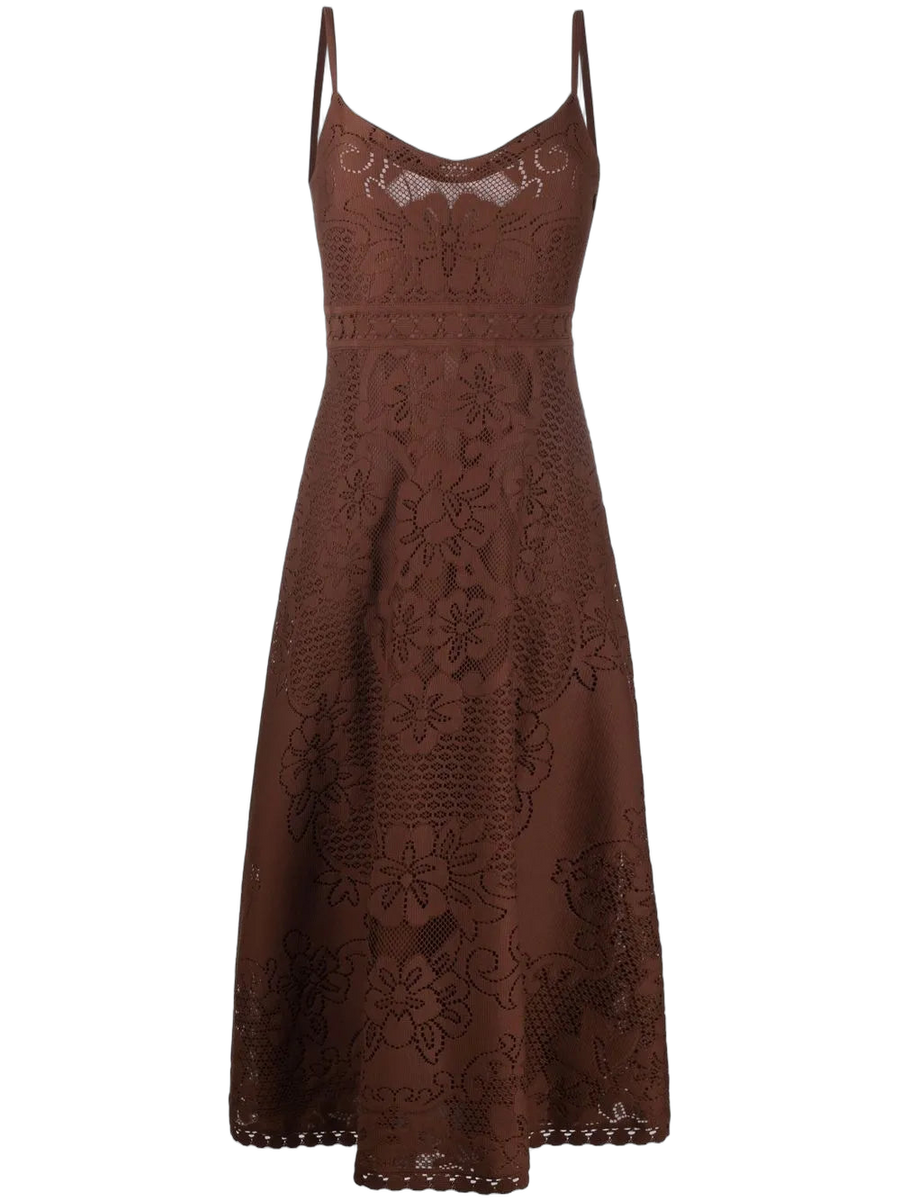Valentino Silk-cotton blend dress in brown