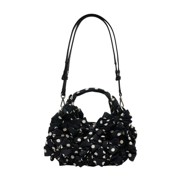 Ganni Nylon hobo bag in black