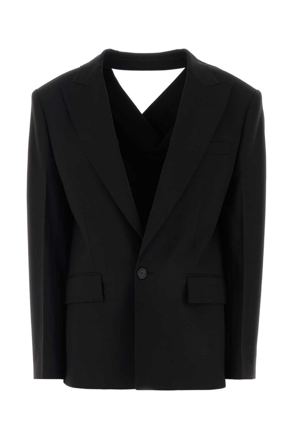 Dsquared2 Blazer Exterior: 55% Wool 41% Polyester 4% Elastane; Lining: 100% Fabric blazer in black