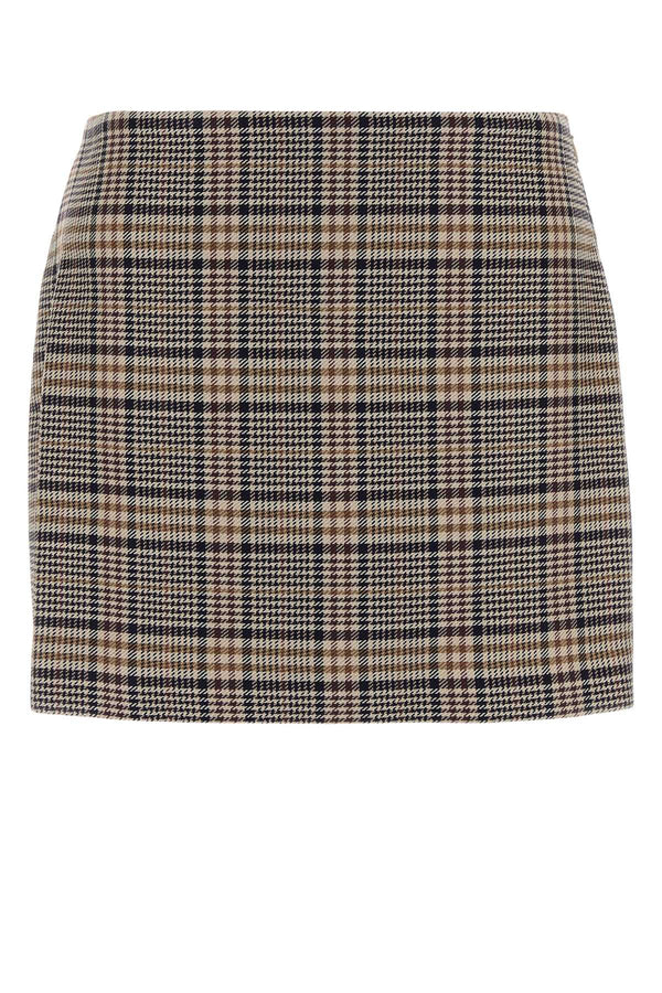 Embroidered Viscose Blend Tierra Mini Skirt Beigeandnavychecks Gonne