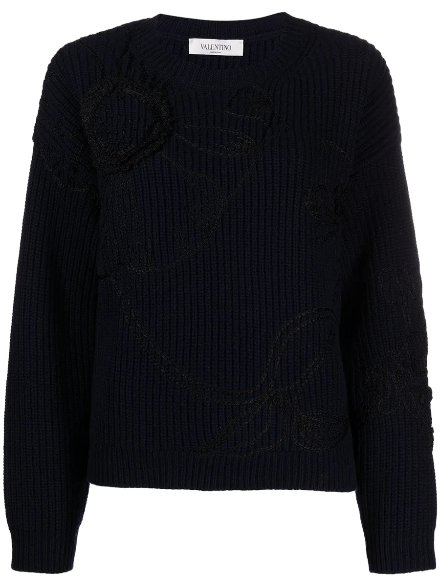 Valentino cashmere-wool blend sweater in navy