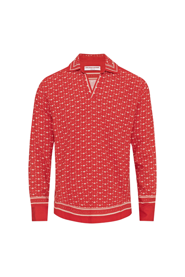 Orlebar Brown 20% Linen shirt in red