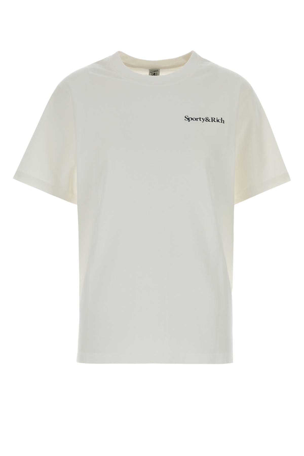 White Cotton T-Shirt Whitelightnavy Exterior