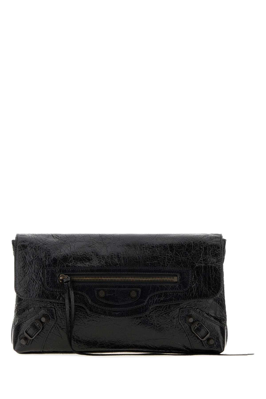 Balenciaga Exterior: 100% Lamb; Lining: 100% Fabric; Finishing: Ruthenium clutch in black