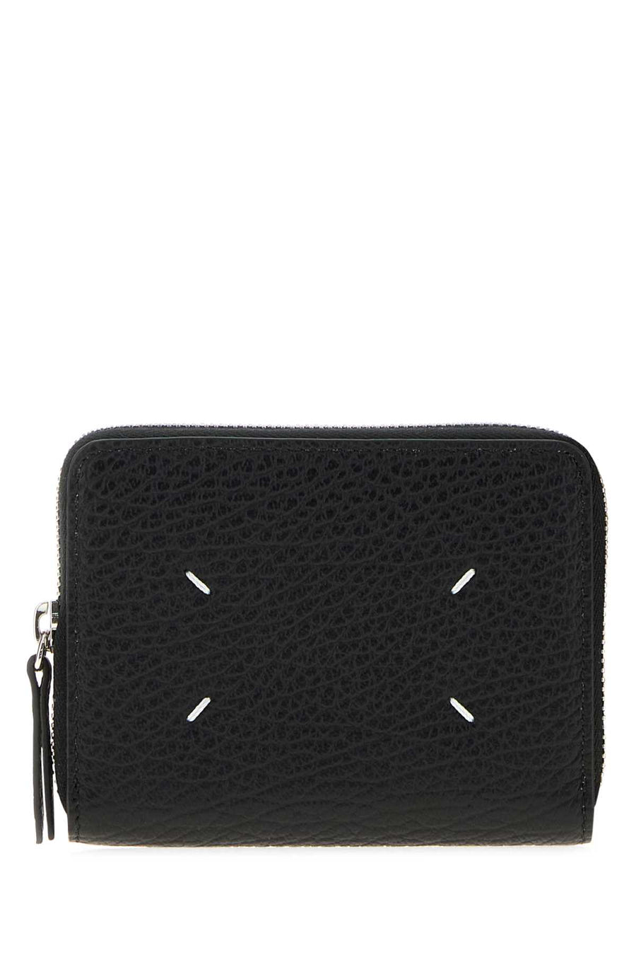 Maison Margiela Around Exterior: 100% Leather Finishing: Silver metal wallet in black