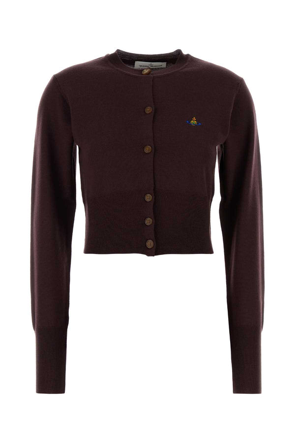 Aubergine Wool Bea Cardigan Aw26darkmahogany Exterior: Maglieria