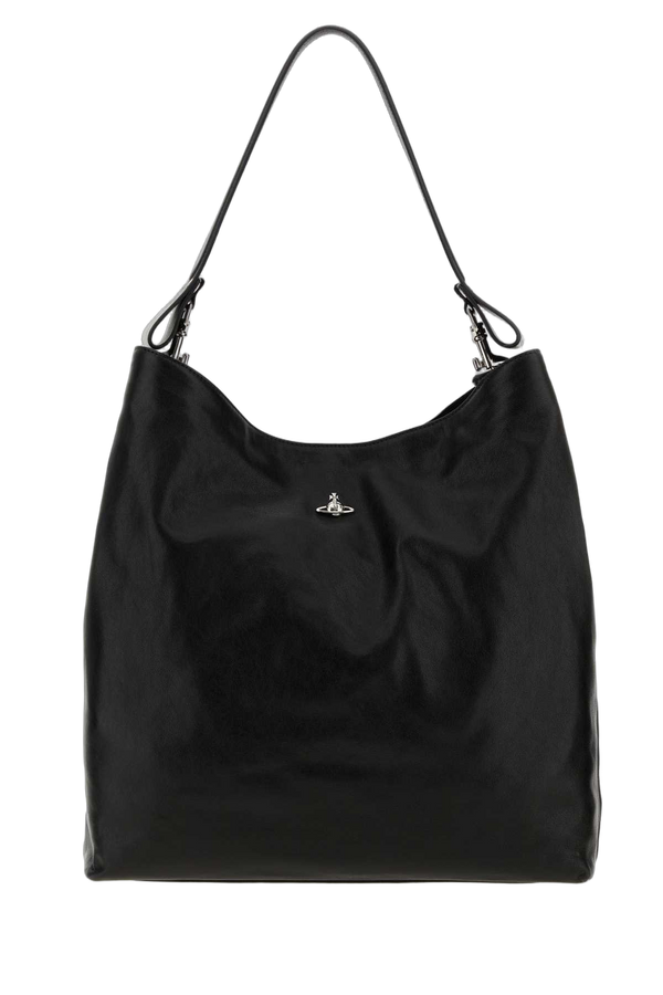 Vivienne Westwood Shoulder Exterior: 100% Ovine leather; Lining: 100% Fabric; Finishing: Silver metal shoulder bag in black