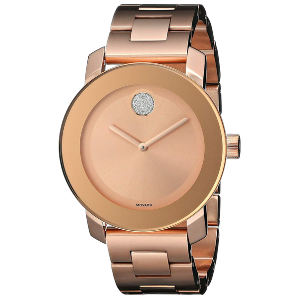 Movado Stainless steel case watch in rose gold