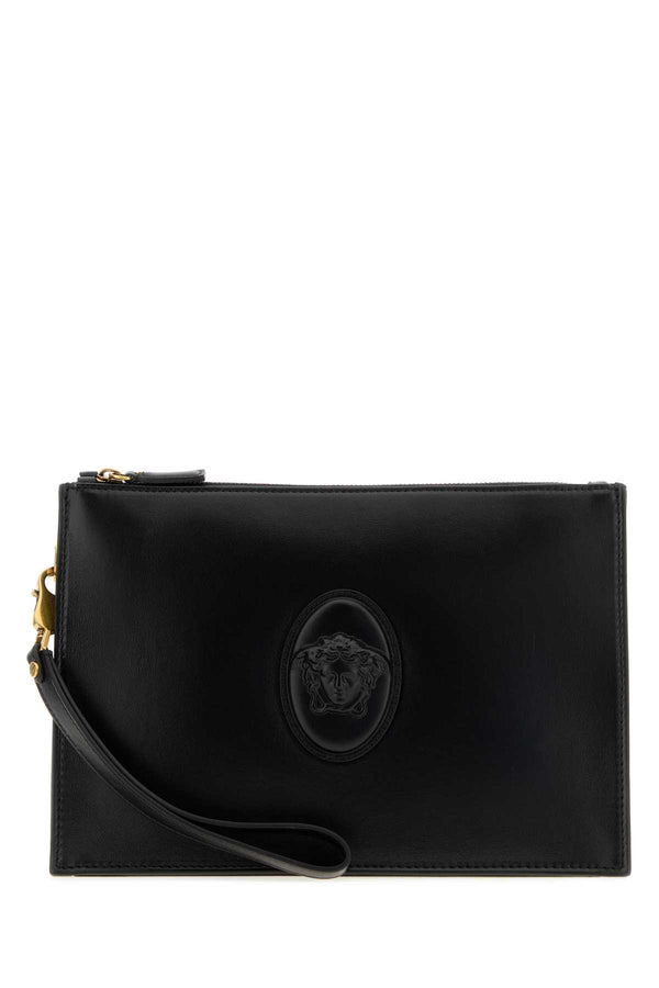 Pouch With 1b55jblackgold82 2trim:calf Leather Portafogli