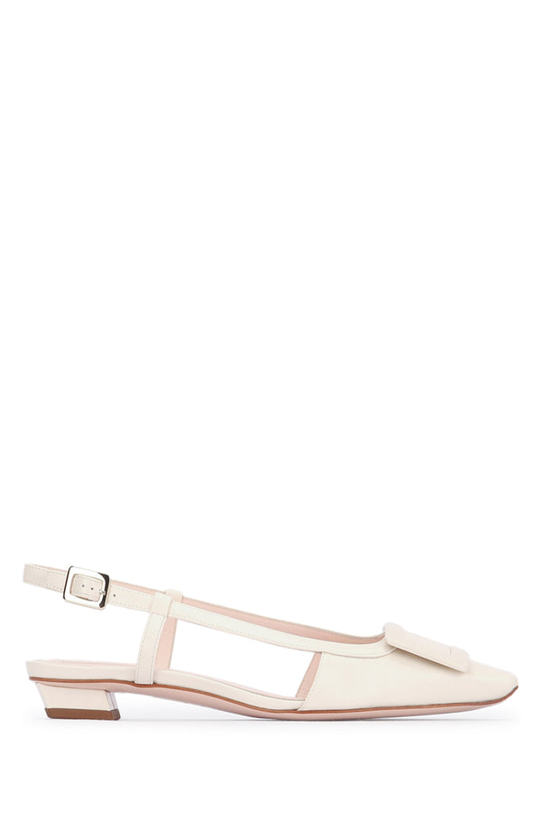 Roger Vivier 100% Leather; Sole: Calf slingback heel in beige