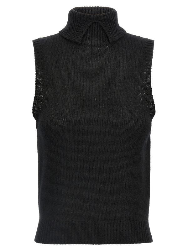 Black Cashmere Sleeveless Jacket Clothing