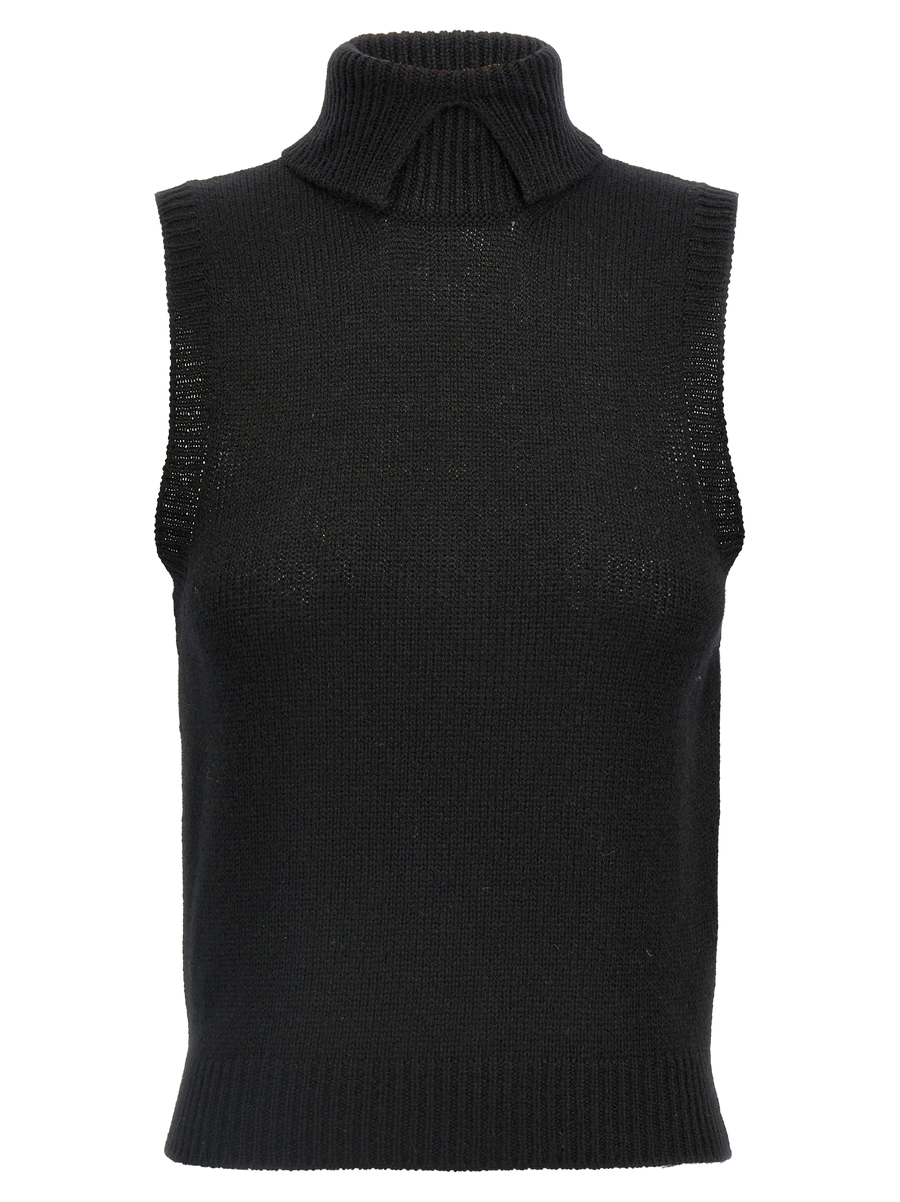 Black Cashmere Sleeveless Jacket Clothing