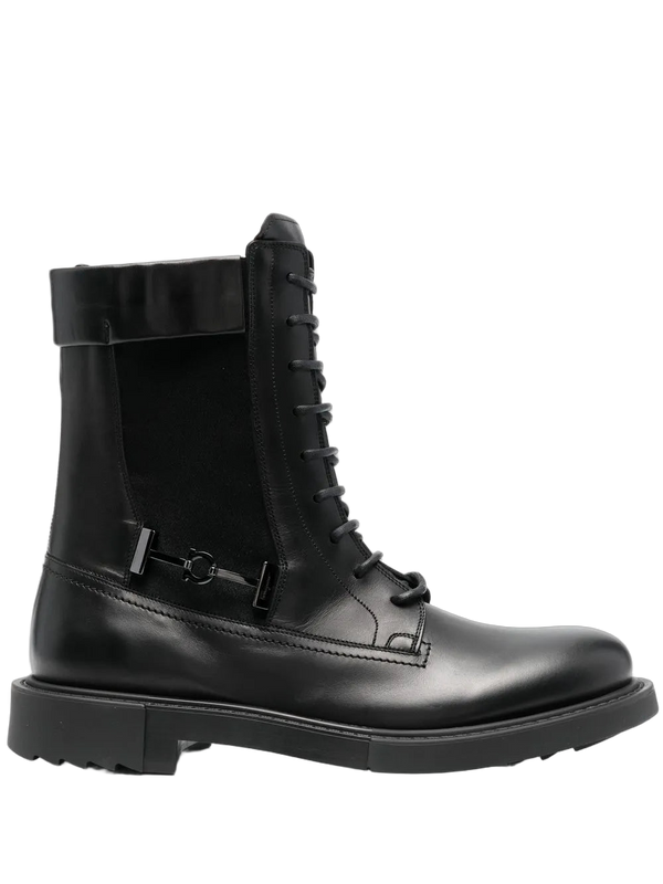 Ferragamo Calf leather combat boot in black