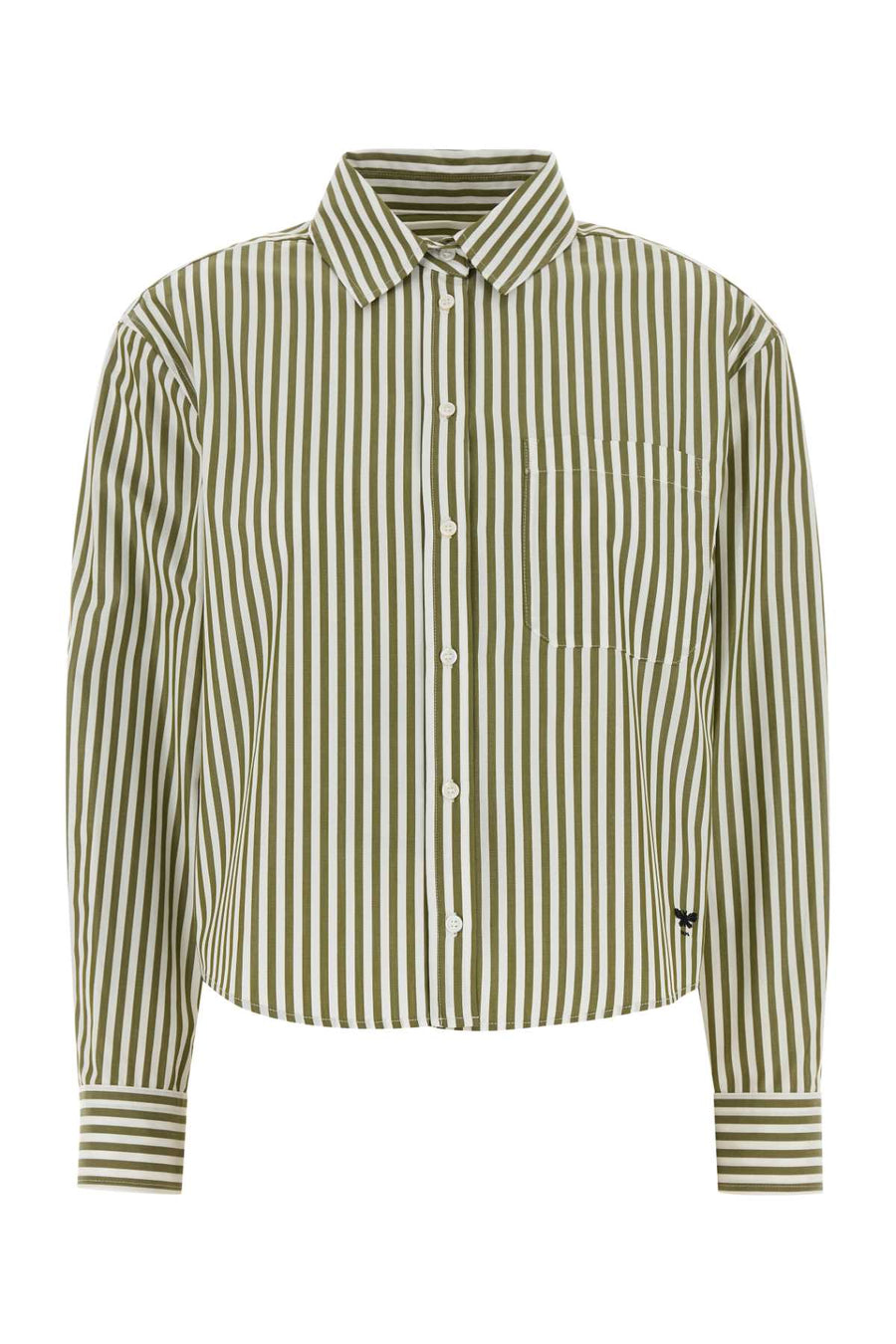 Embroidered Poplin Panetto Shirt Multi Verde Exterior: Cotton Camicie