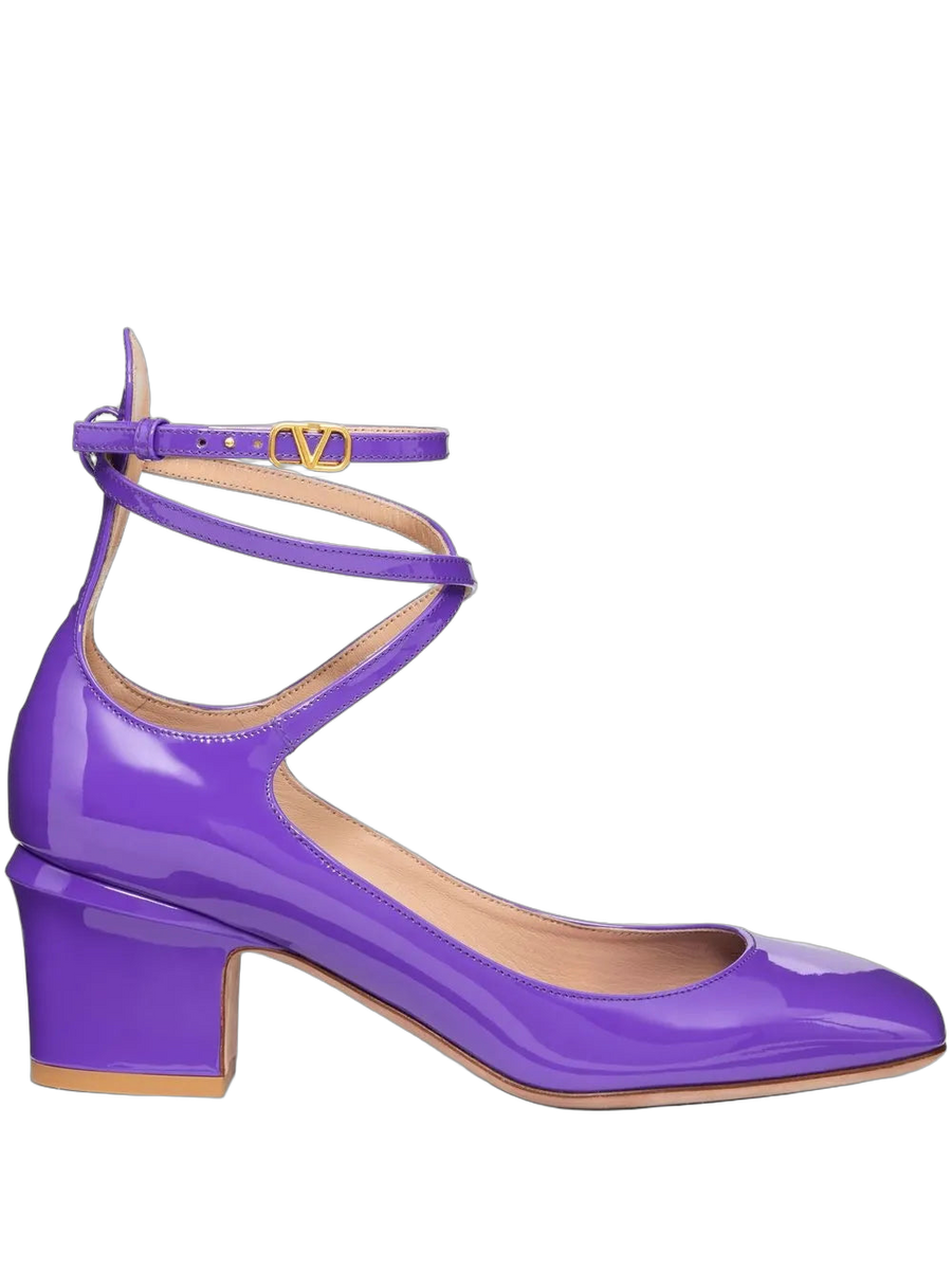 Valentino Garavani Calf leather/goatskin with patent finish pump in purple