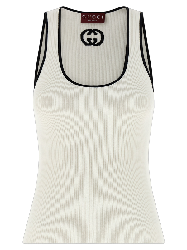 Gucci 83% Viscose tank top in white